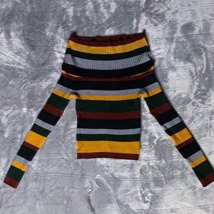 Debut Horizonal Striped Off the Shoulder Sweater